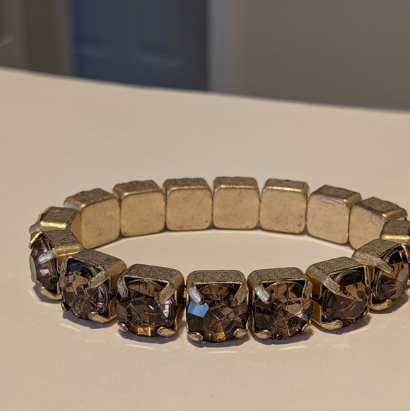 Vintage Brown Rhinestone Stretch Bracelet - Picture 3 of 5